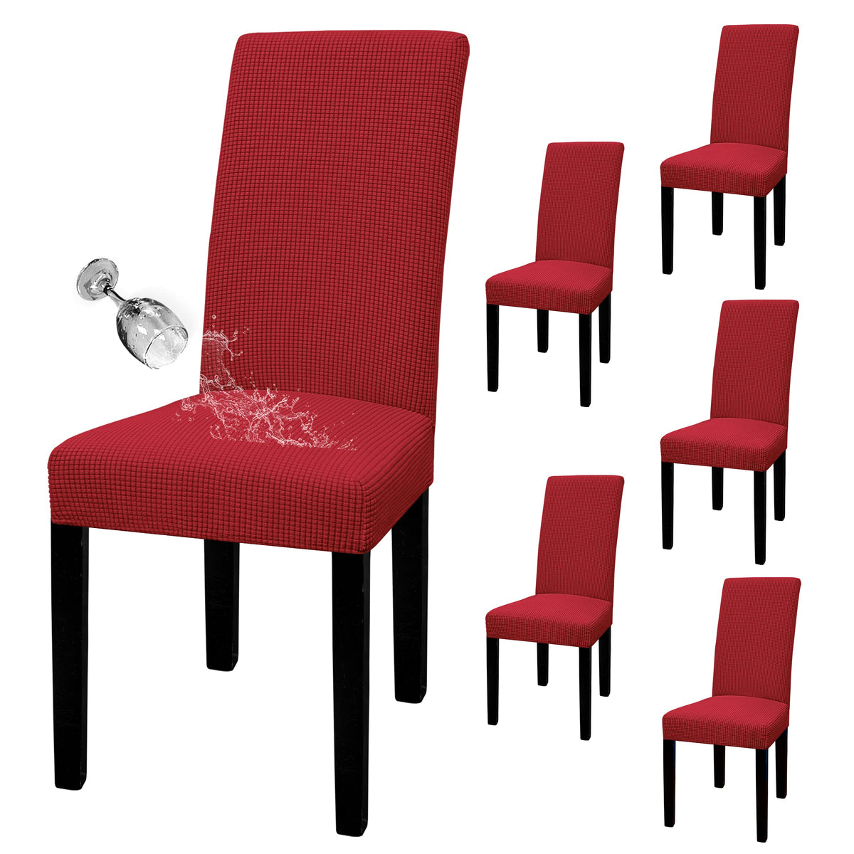 Easy-Going 100% Waterproof Dining Room Chair Covers Set of 6, Large