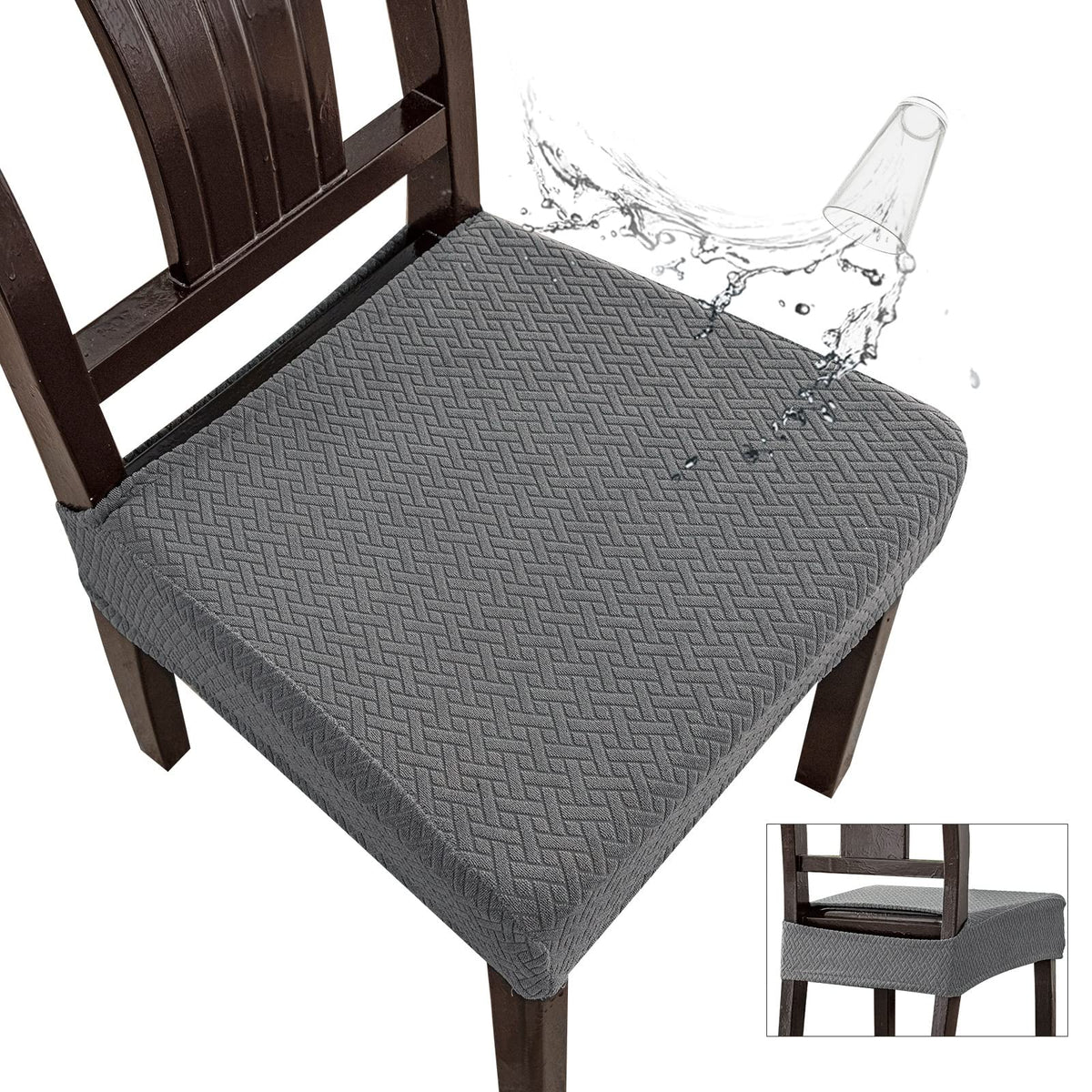 Genina Waterproof Seat Covers for Dining Room Chairs, Rear Covered