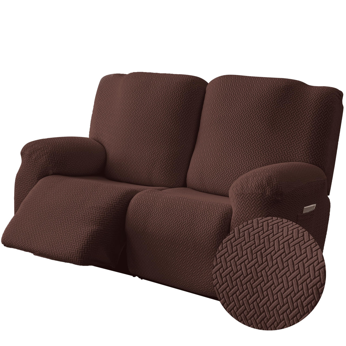 Genina Recliner Loveseat Covers with Console,2 Seater,Taupe