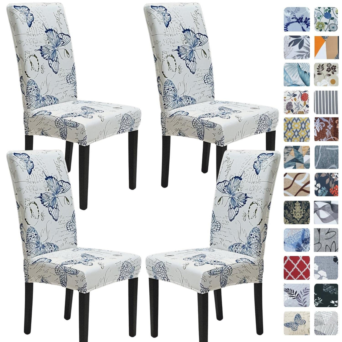 SPRINGRICO Chair Covers for Dining Room Set of 4, Stretch Dining Chair Cover, Washable Spandex Kitchen Parsons Chair Slipcovers, Removable Seat Protector for Home or Party (4 Pack, Lotus Gray)