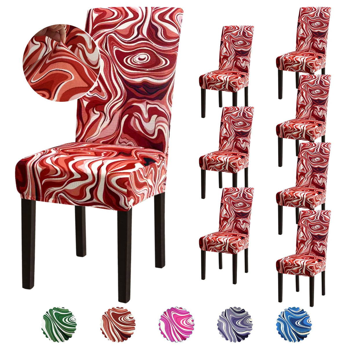 Stretch Dining Room Chair Covers Set of 6, Removable Washable Chair Covers for Dining Chairs,Dining Room, Hotel, Ceremony
