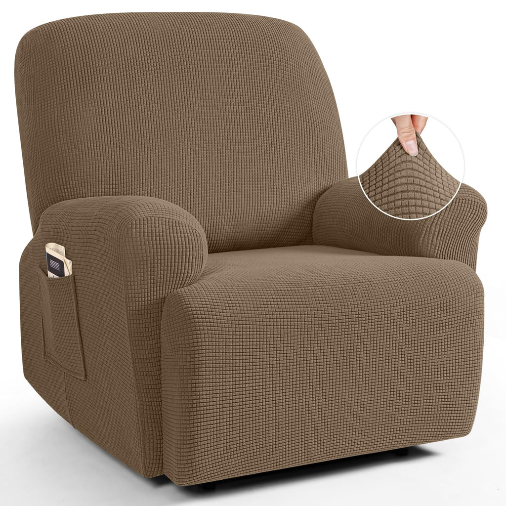 TAOCOCO Stretch Loveseat Recliner Covers 6 Piece, Charcoal Grey