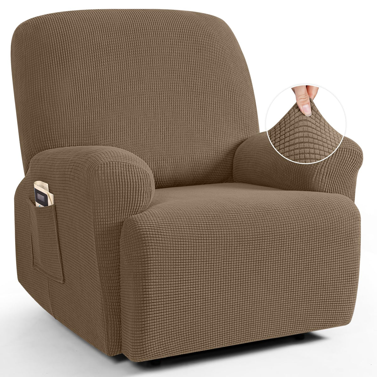 TAOCOCO Stretch Loveseat Recliner Covers 6 Piece, Charcoal Grey