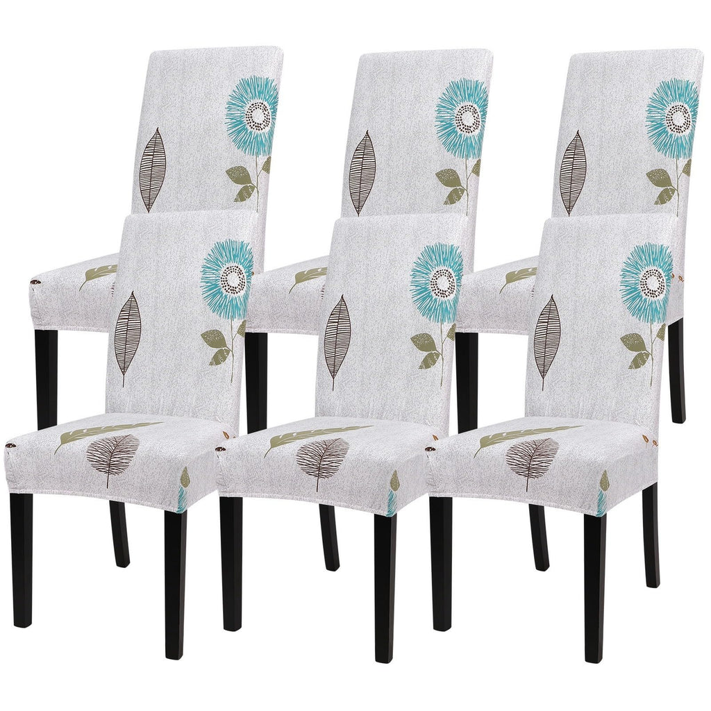 SearchI Chair Covers Slipcovers Set of 4, Spandex Super Fit Stretch Removable Washable Kitchen Parsons Protector for Dining Room,Hotel,Ceremony,Beige+Flowers