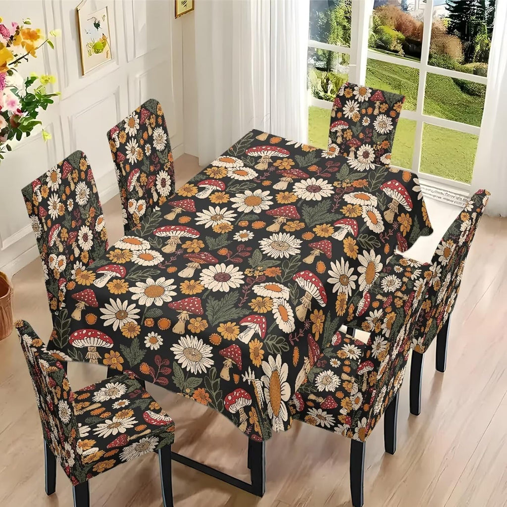 ZDCUSTOM Cozy Dining Chair Covers Tablecloths Rectangular & Table and Chair Covers for Parties Washable Sunflower Dining Room Decor Universal Fit