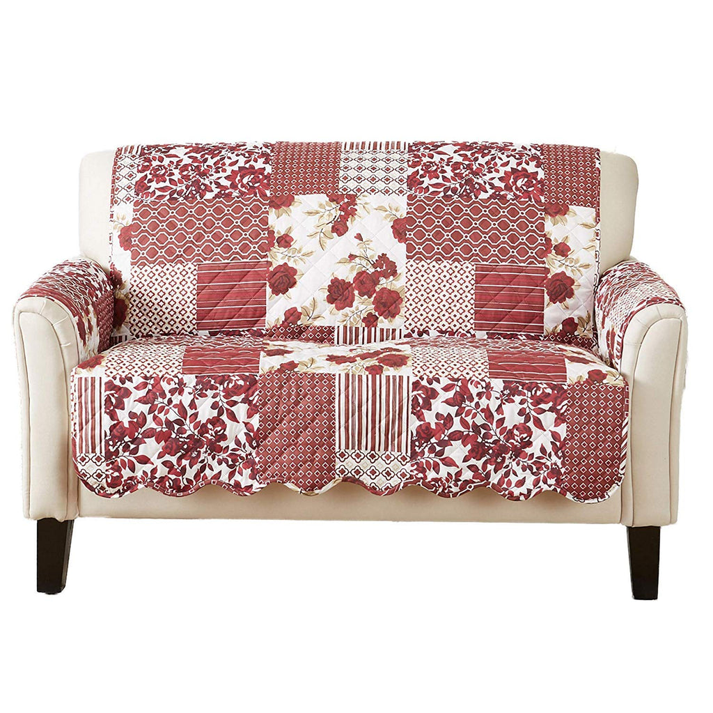 Great Bay Home Reversible Patchwork Sofa Cover - Washable Slipcover Furniture Protector with Elastic Straps - Perfect for Kids & Pets - Box-Stitched Detail (Taupe)