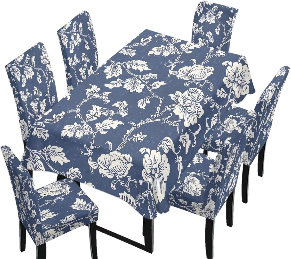 Stain Resistant Tablecloths and Dining Seat Covers Set of 5, Kitchen Chair Slipcovers Washable Table Slipcover Chair Seat Covers for Kitchen Restaurant, Chicken Cactus Print