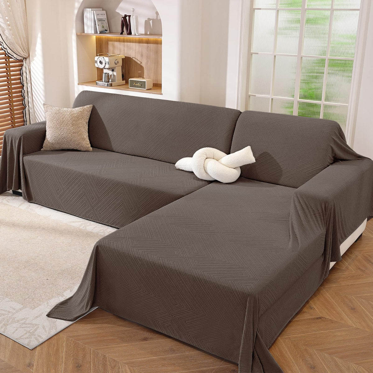 Couch Cover for Dogs, Loveseat 2 Cushion Sofa Cover, Light Grey