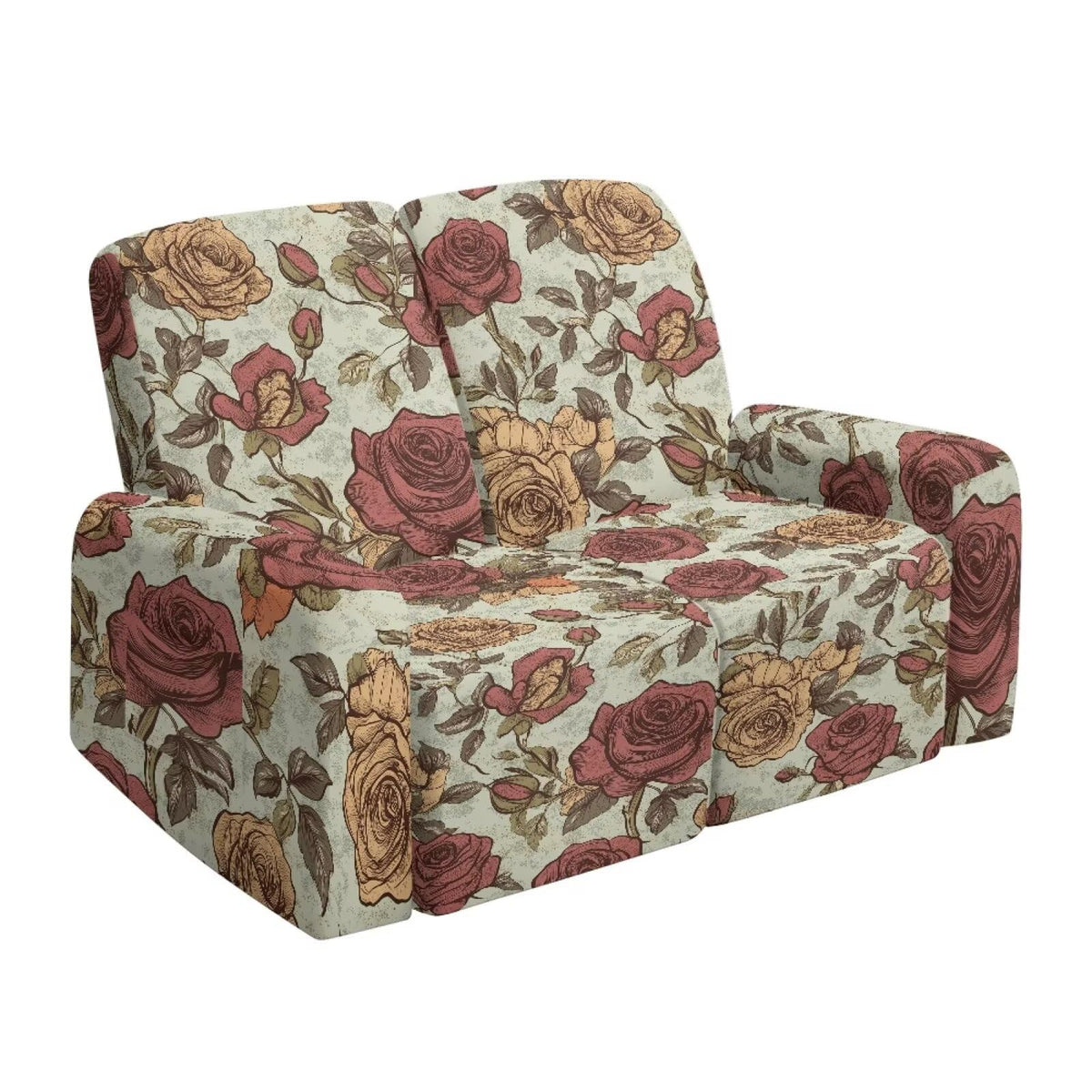 6 Pieces Stretch Recliner Loveseat Covers, Mid-Century Modern Geometric Washable Slipcovers Soft Furniture Protectors with Elastic Bottom for Kids and Pets 2 Seater