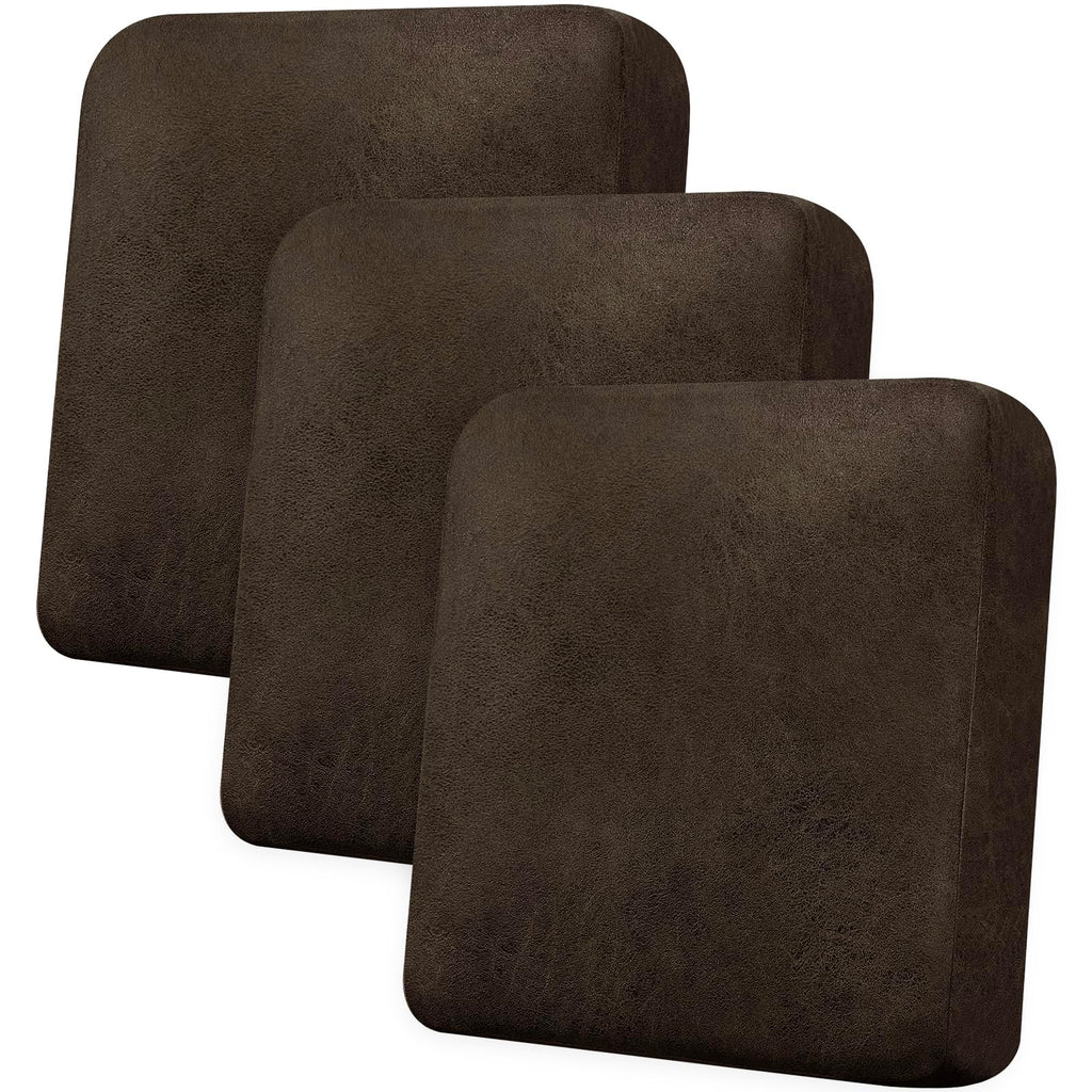 Loveseat Cushion Covers Leather-Look 2PC Stretch Love Seat Slipcover Sets for Living Room Individual Couch Seat Protector, Pet-Friendly, Non-Slip, Easy Fit - Coffee