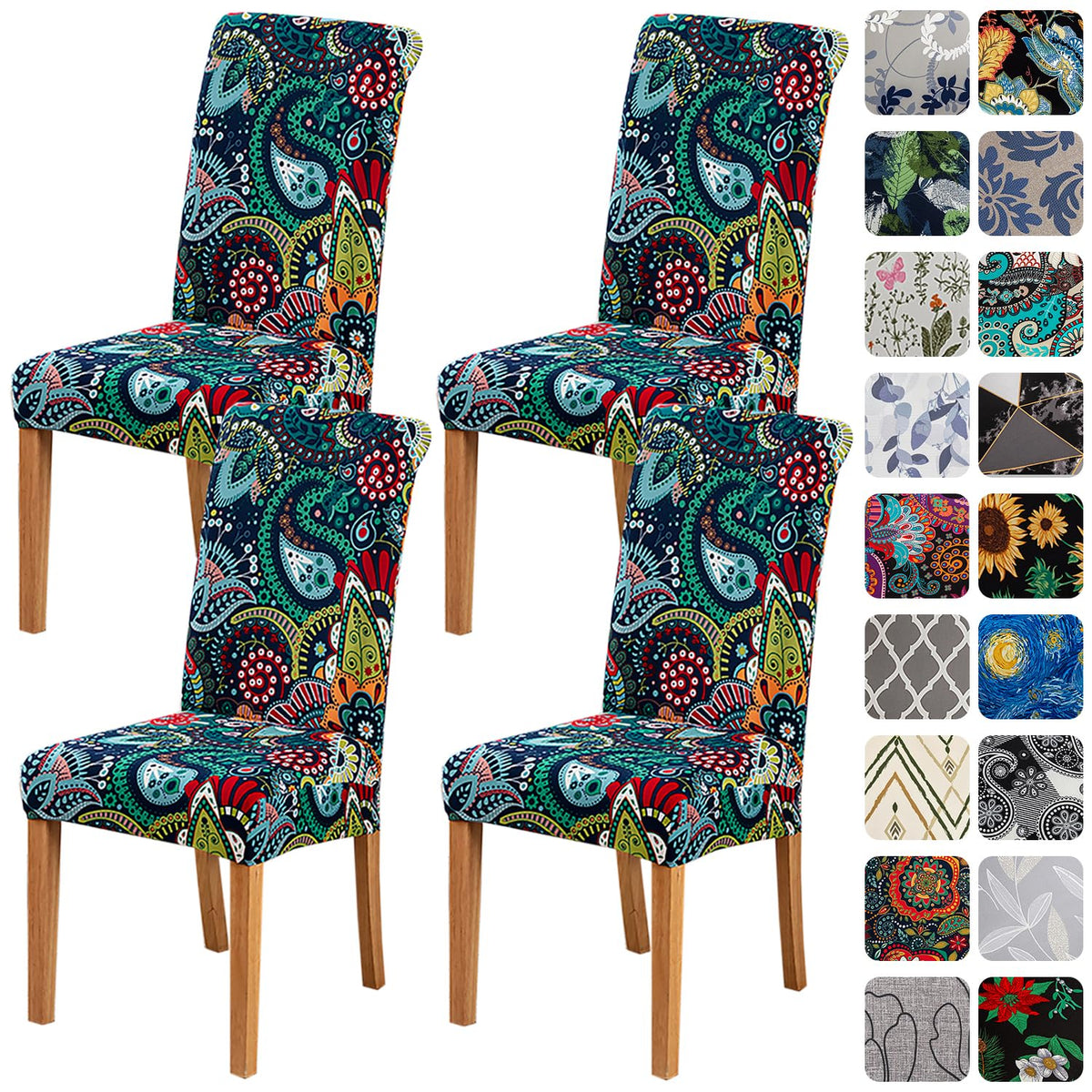 HZDHCLH Dining Chair Covers Set of 4 Stretch Chair Slipcovers Washable