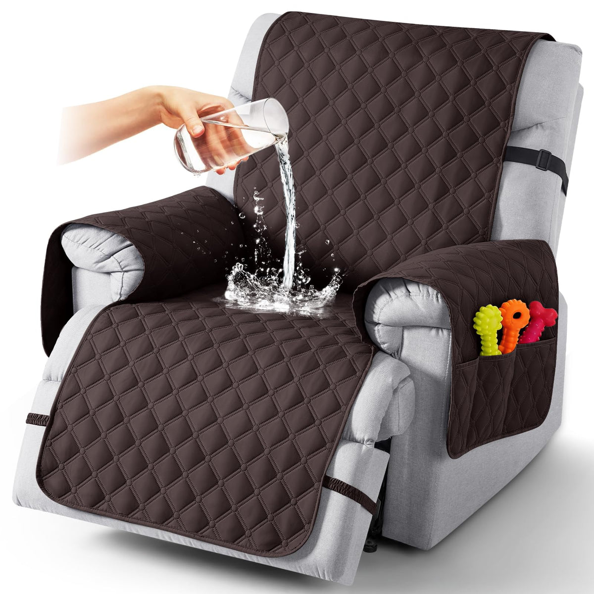 TAOCOCO 100% Waterproof Loveseat Recliner Covers Reversible, Charcoal Gray
