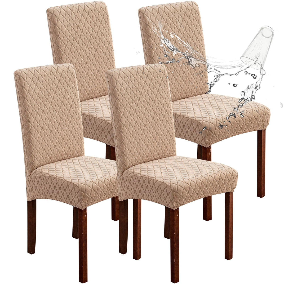 Genina Waterproof Dining Chair Covers Set of 4 Parsons Chair Slipcovers