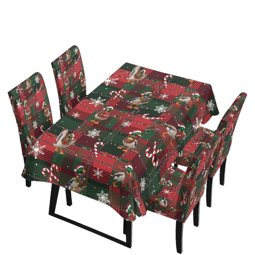 Poinsettia Dining Table & Chair Cover Set for Christmas, Stretch