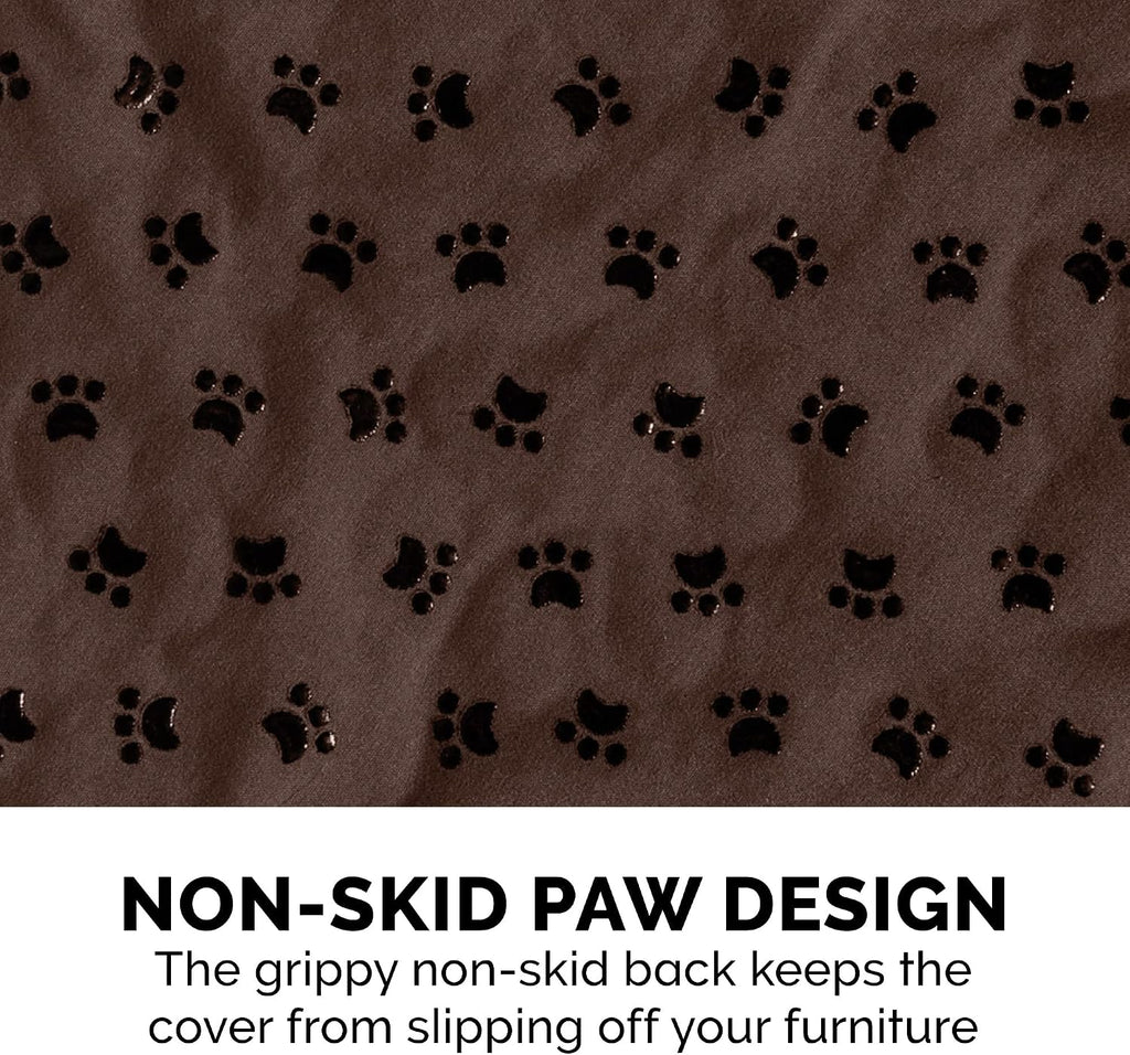 Furhaven Waterproof & Non-Slip Loveseat Cover Protector for Dogs, Cats, & Children - Quilted Paw Print Living Room Furniture Cover - Espresso, Loveseat