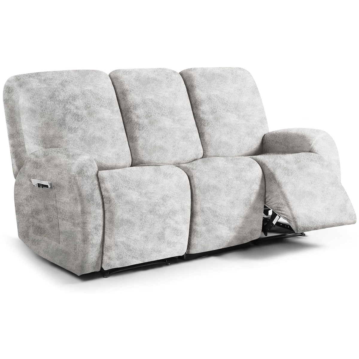 ANARACHON Leather Look Loveseat Recliner Cover, 6-Pieces Stretch Dual Recliner Sofa Covers, Soft Reclining Couch Slipcover, Washable Furniture Protector for Pets (2 Seater,256 Black)
