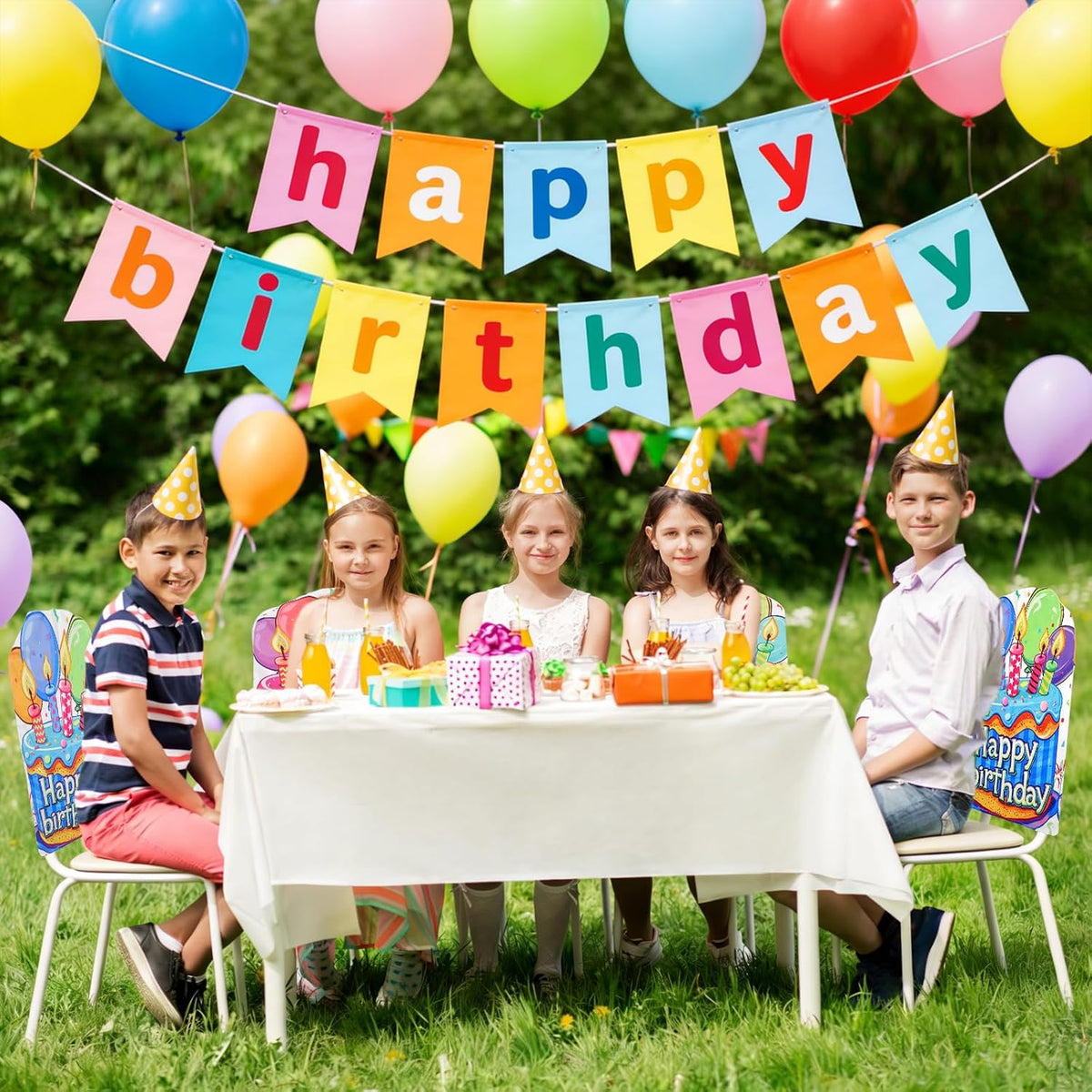 2 Pack Happy Birthday Chair Cover 17x23 Inch Double Side