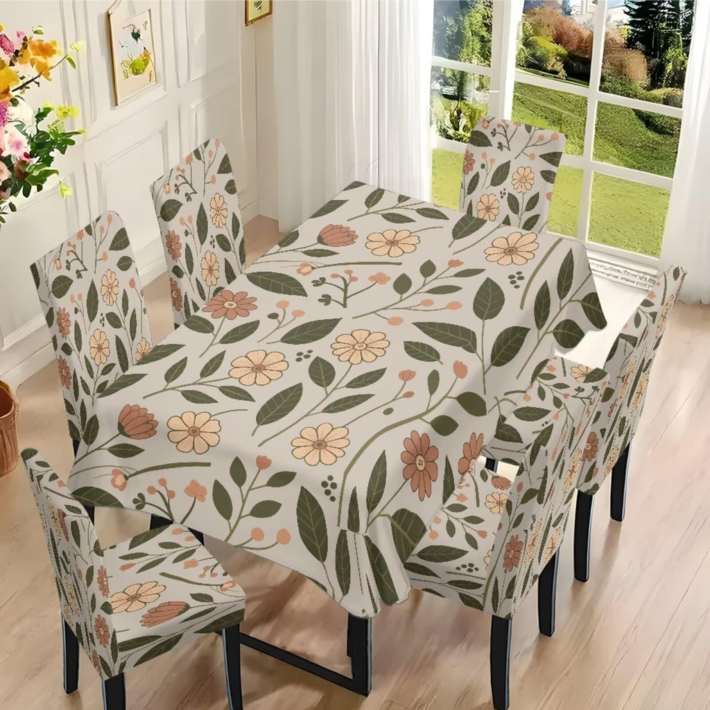 ZDCUSTOM Valentines Table Cloth and Chair Cover Set of 4 Romantic Tablecloths Rectangular Pink Chair Covers for Dining Chairs Stain Resistant Decoration