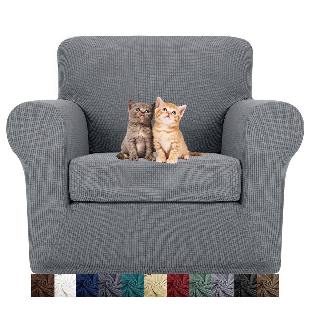 MAXIJIN 2 Piece Couch Covers for 2 Cushion Couch Super Stretch Loveseat Slipcover Dogs Pet Proof Fitted Furniture Protector Spandex Non Slip Sofa Love Seat Cover Washable (Loveseat, Gray)