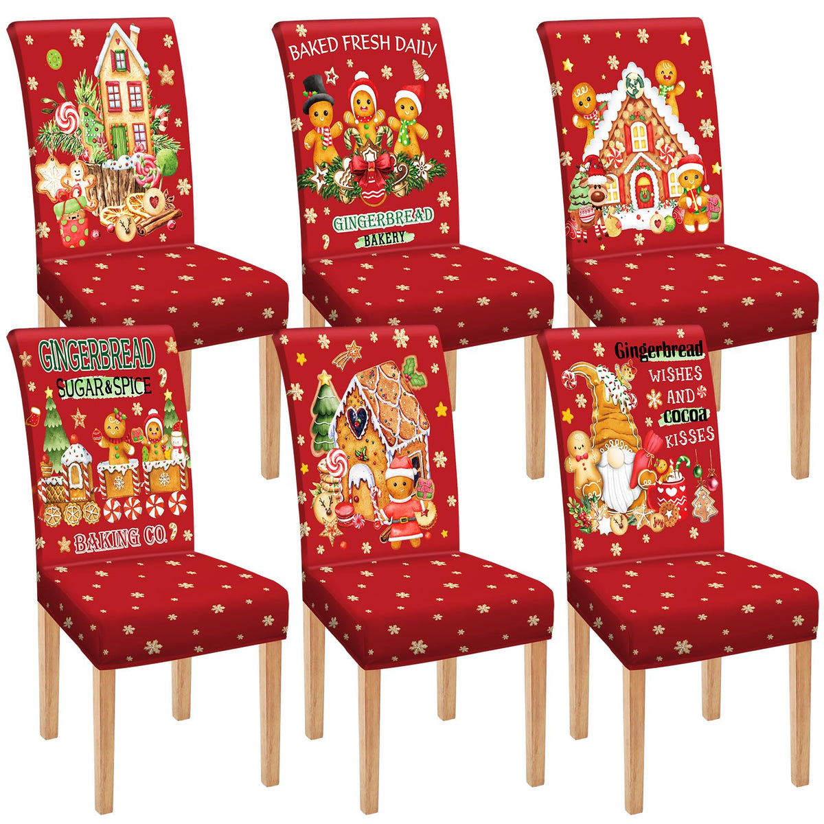 Moukeren 6 Pcs Halloween Chair Covers Scary Dining Chair Slipcovers