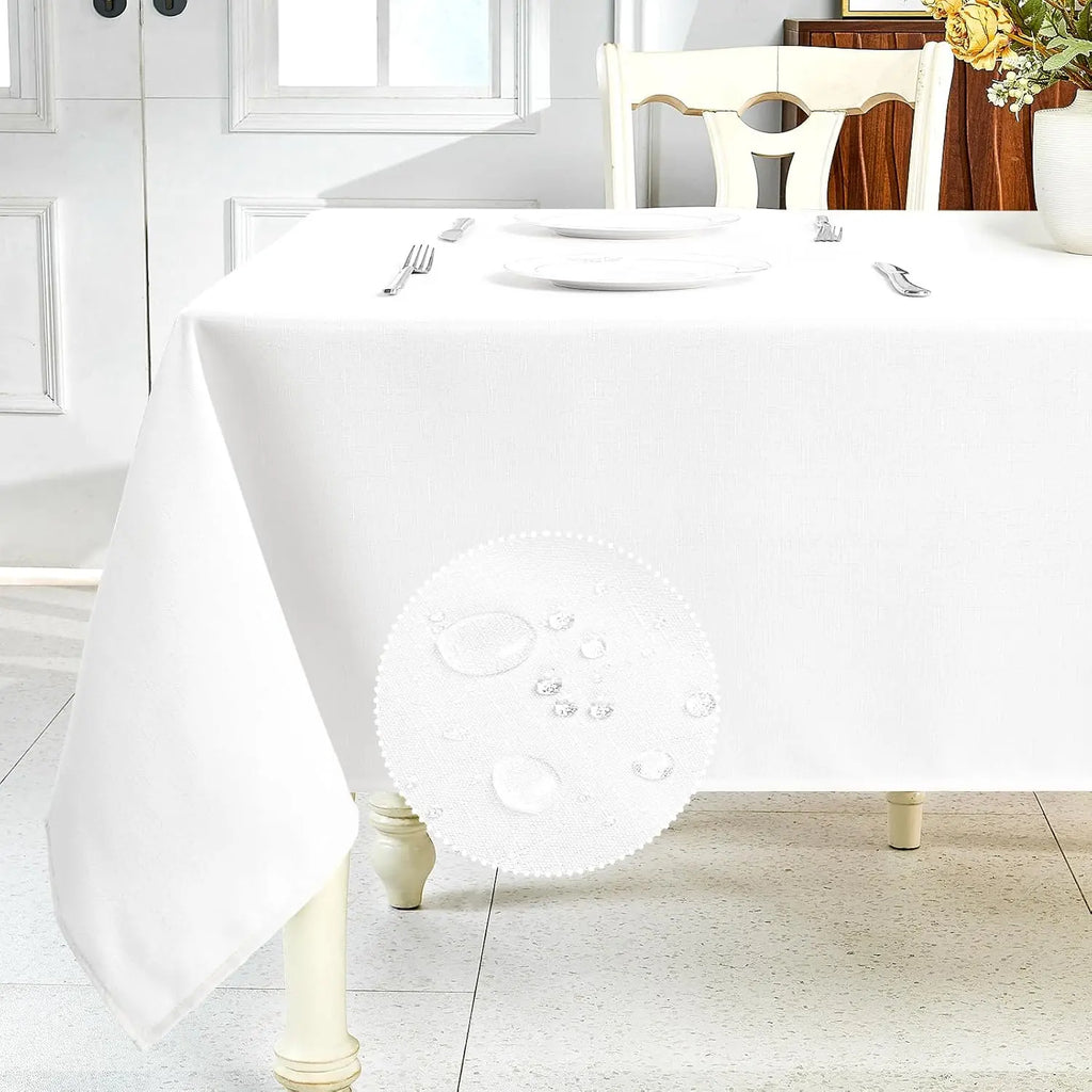 Polyester Rectangle Tablecloth - Sage Green, 60x104 in, Wrinkle-Free, Wipe-Clean, Waterproof, Machine Washable, Solid Textured Dining Cover for Party, Spring Wedding Kitchen Decor