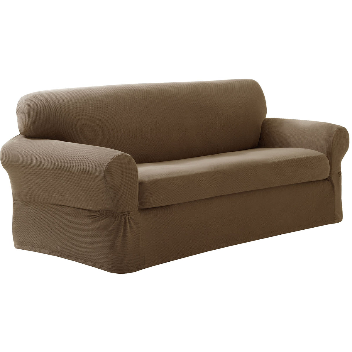 MAYTEX Pixel Ultra Soft Stretch 2 Piece Furniture Cover Loveseat Slipcover, Chocolate (4300512)