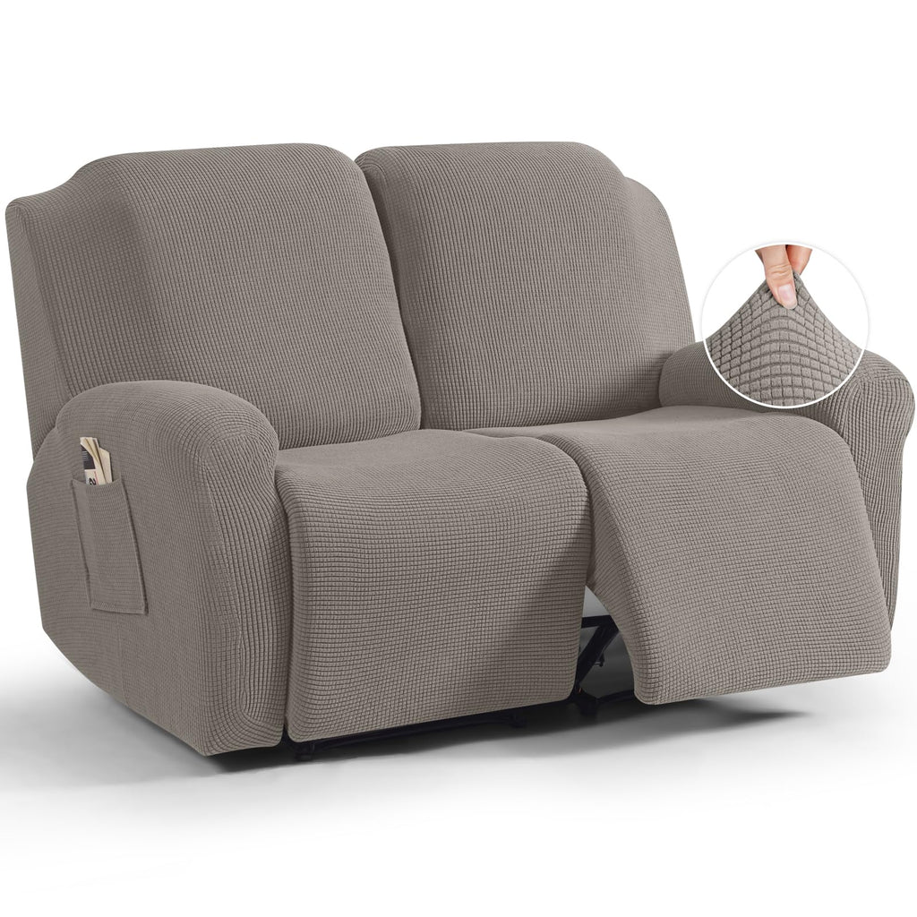 TAOCOCO Stretch Loveseat Recliner Covers 6 Piece, Charcoal Grey