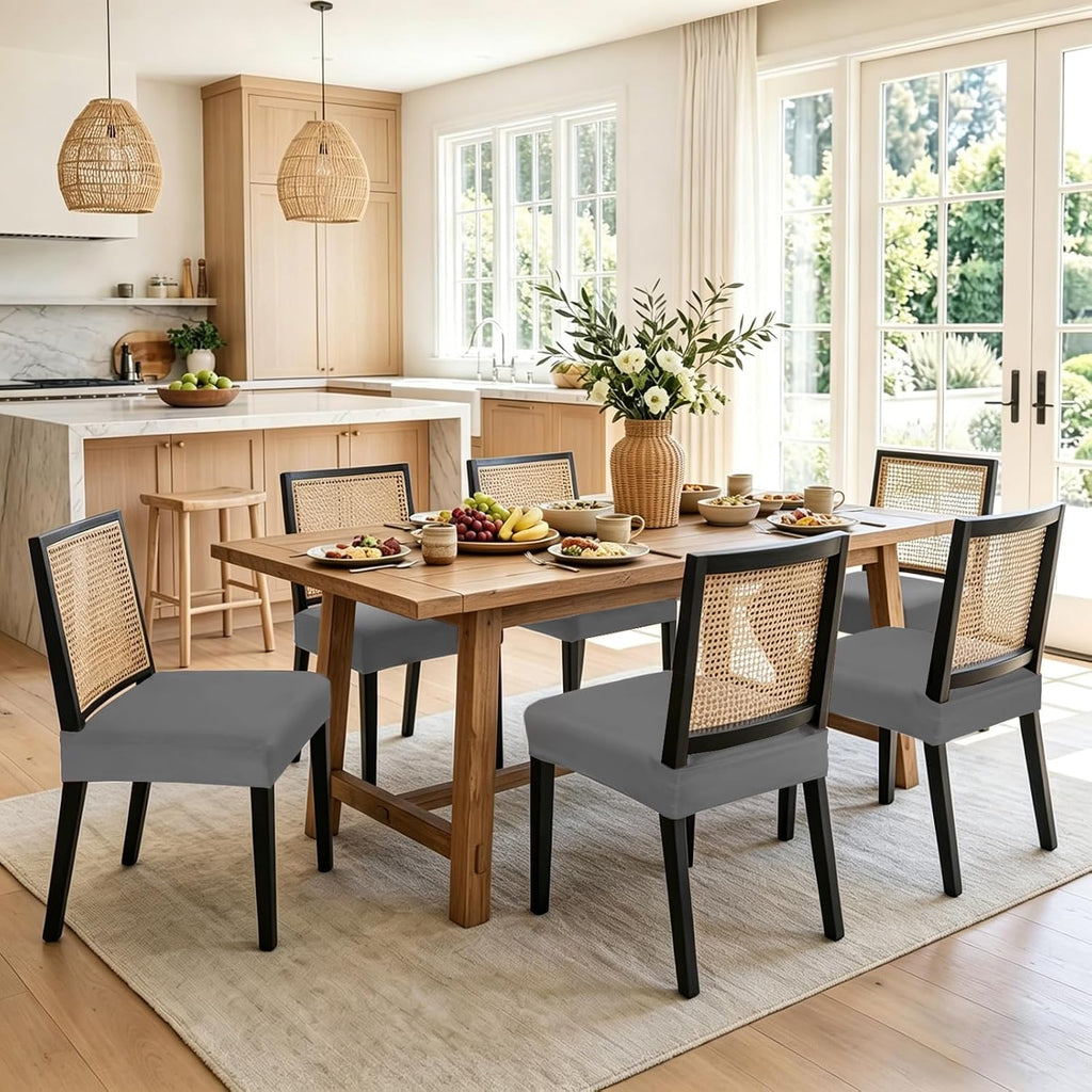 Dining Chair Seat Covers, Waterproof Dining Room Chair Seat Covers Set of 6, Removable Kitchen Seat Covers Chair Covers for Dining Chairs