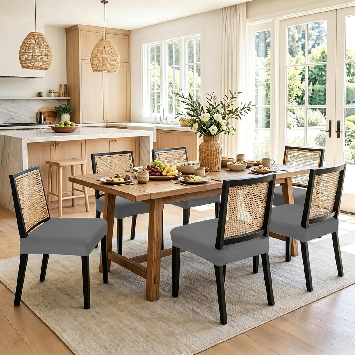 Dining Chair Seat Covers, Waterproof Dining Room Chair Seat Covers Set of 6, Removable Kitchen Seat Covers Chair Covers for Dining Chairs