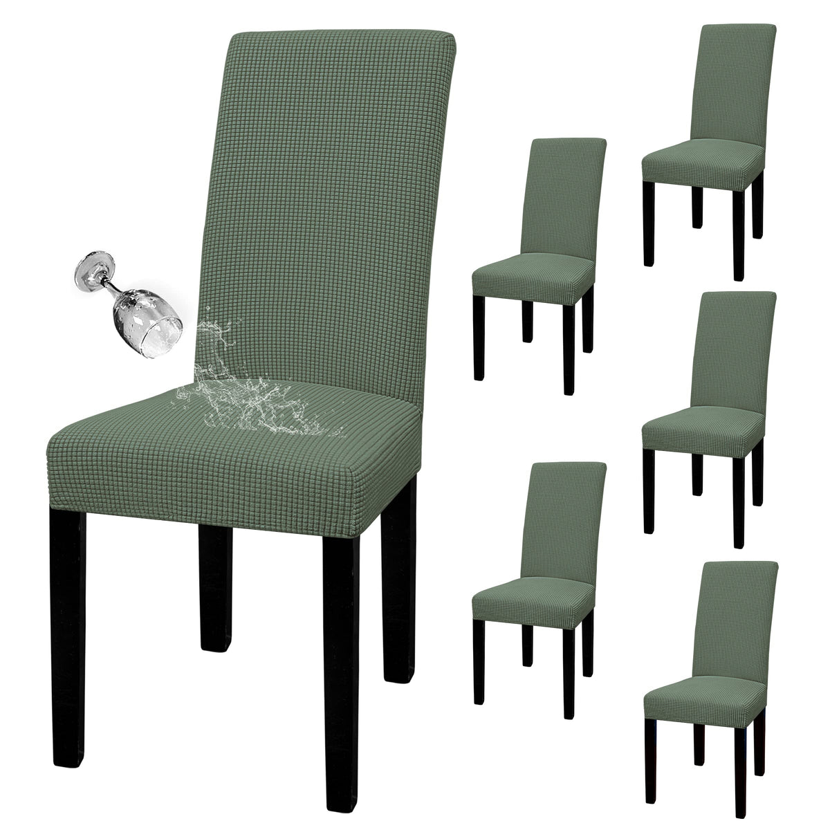 Easy-Going 100% Waterproof Dining Room Chair Covers Set of 6, Large