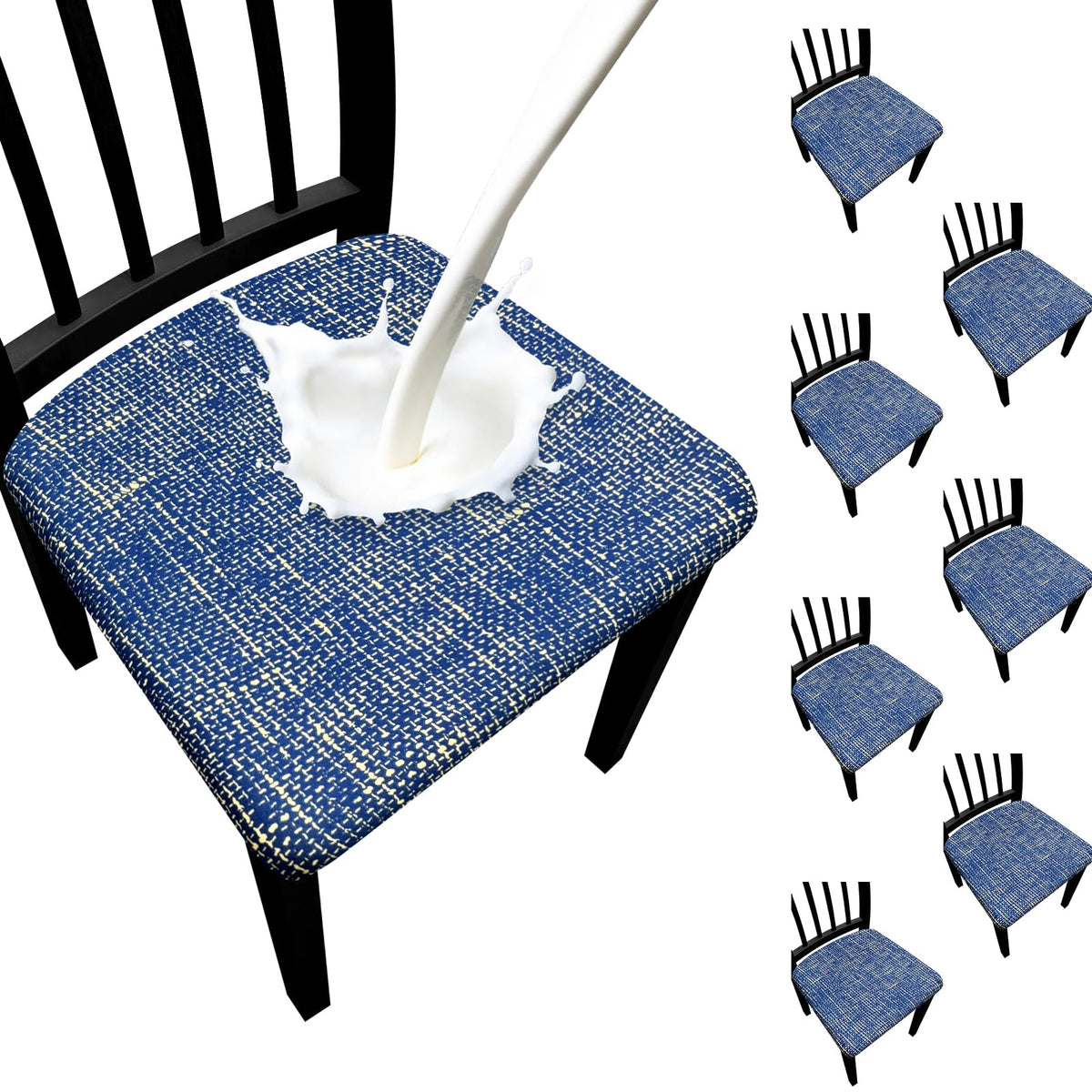 Waterproof Dining Chair Seat Covers Set of 6, Stretch Removable Dining Room Seat Covers for Dining Chairs, Kitchen, Hotel, Party