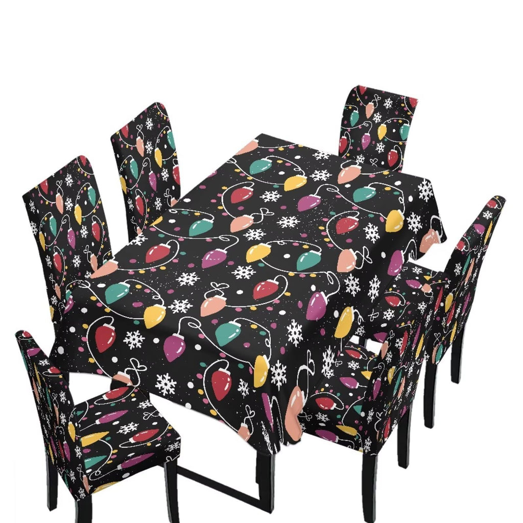 Dining Chair Covers and Dining Table Cloth Christmas Decor