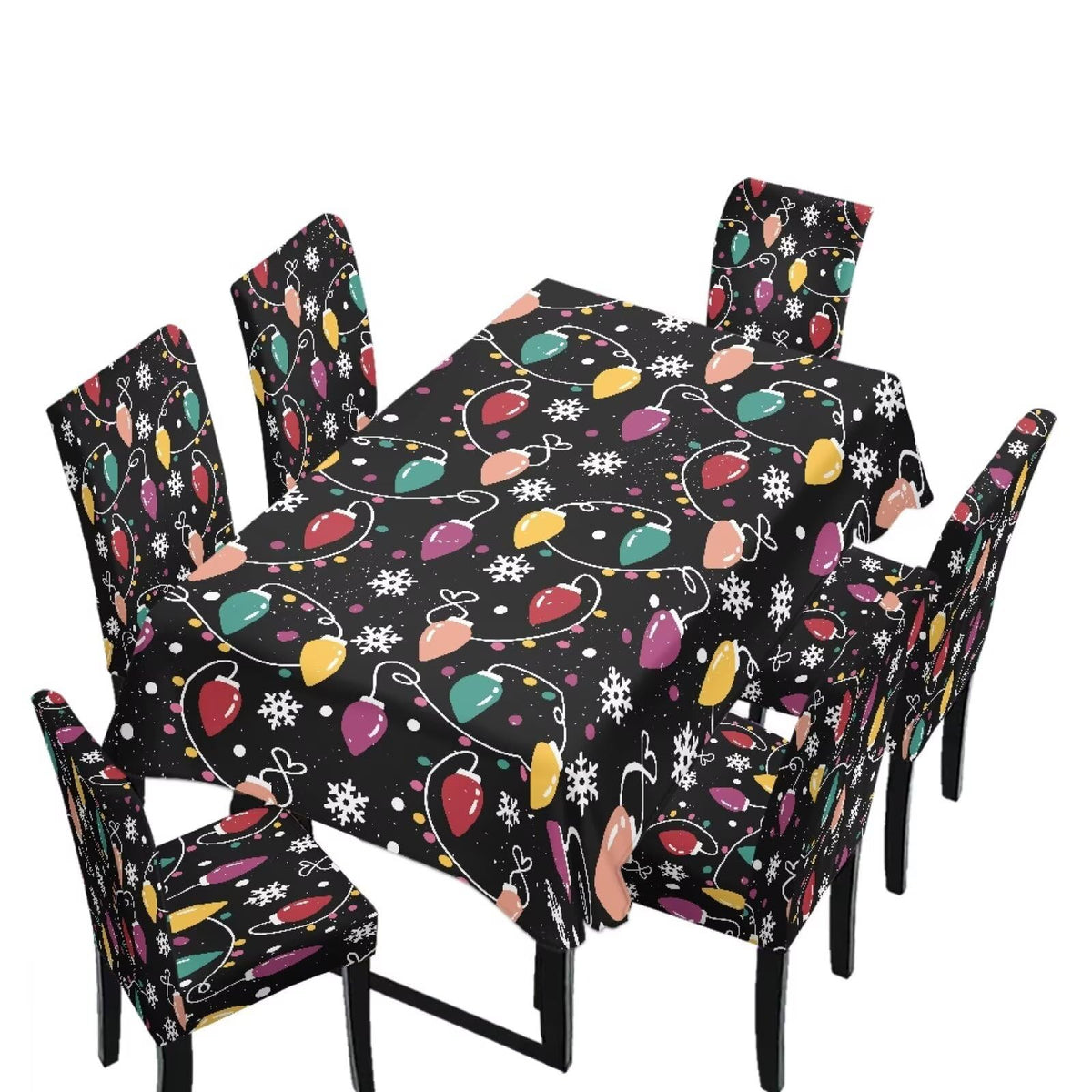 Dining Chair Covers and Dining Table Cloth Christmas Decor