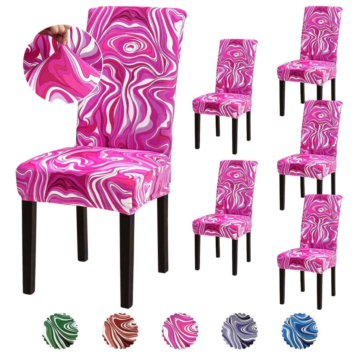 Stretch Dining Room Chair Covers Set of 6, Removable Washable Chair Covers for Dining Chairs,Dining Room, Hotel, Ceremony