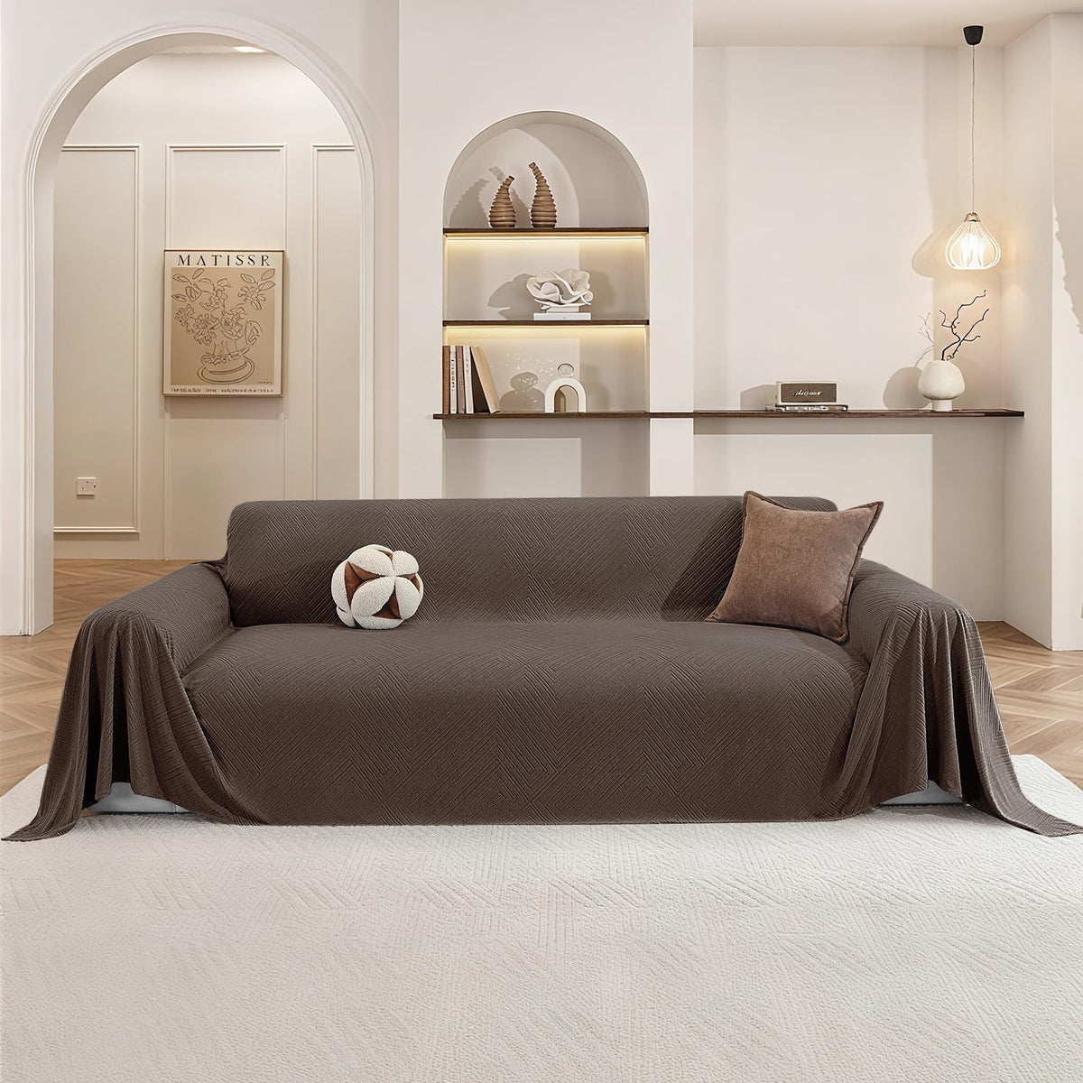 Couch Cover for Dogs, Loveseat 2 Cushion Sofa Cover, Light Grey
