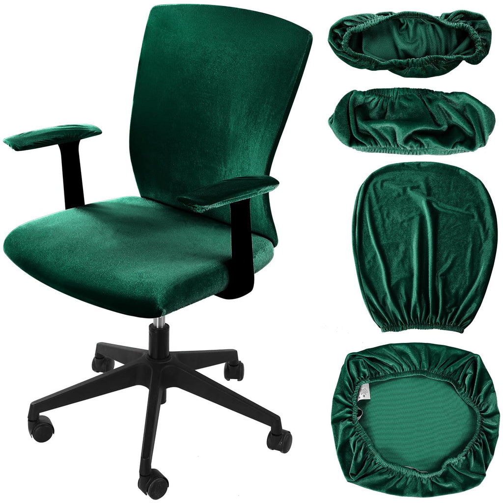 Tallew 4 Pcs Office Chair Covers Set with Armrest, Stretchable,Light Pink
