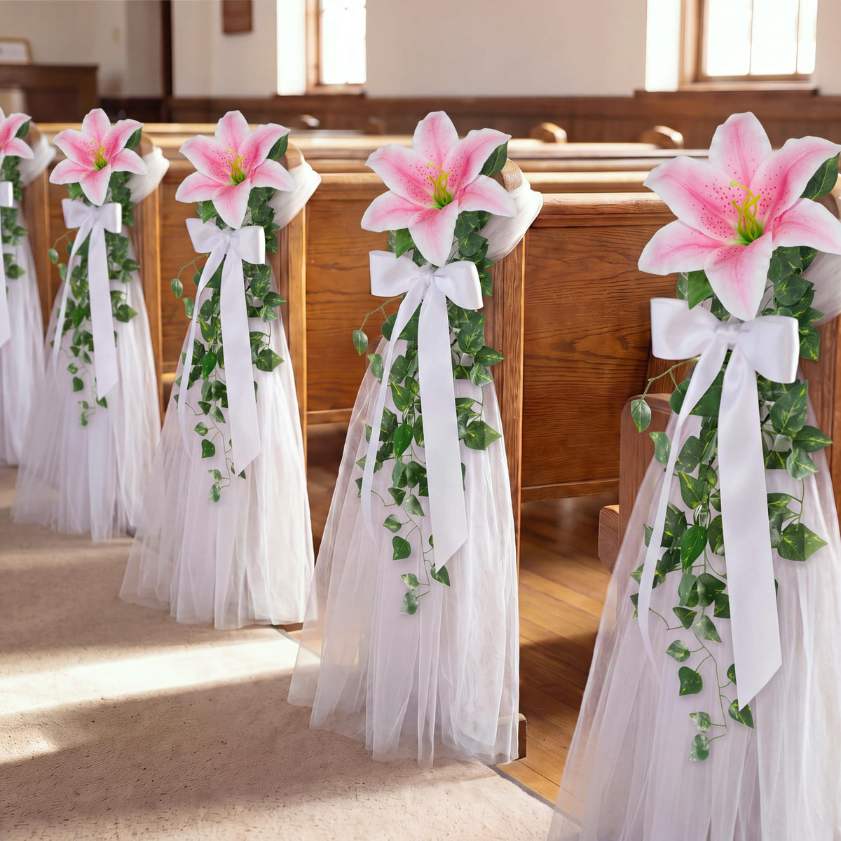 24 Set Wedding Aisle Chair Decorations Church Pew Wedding Decor