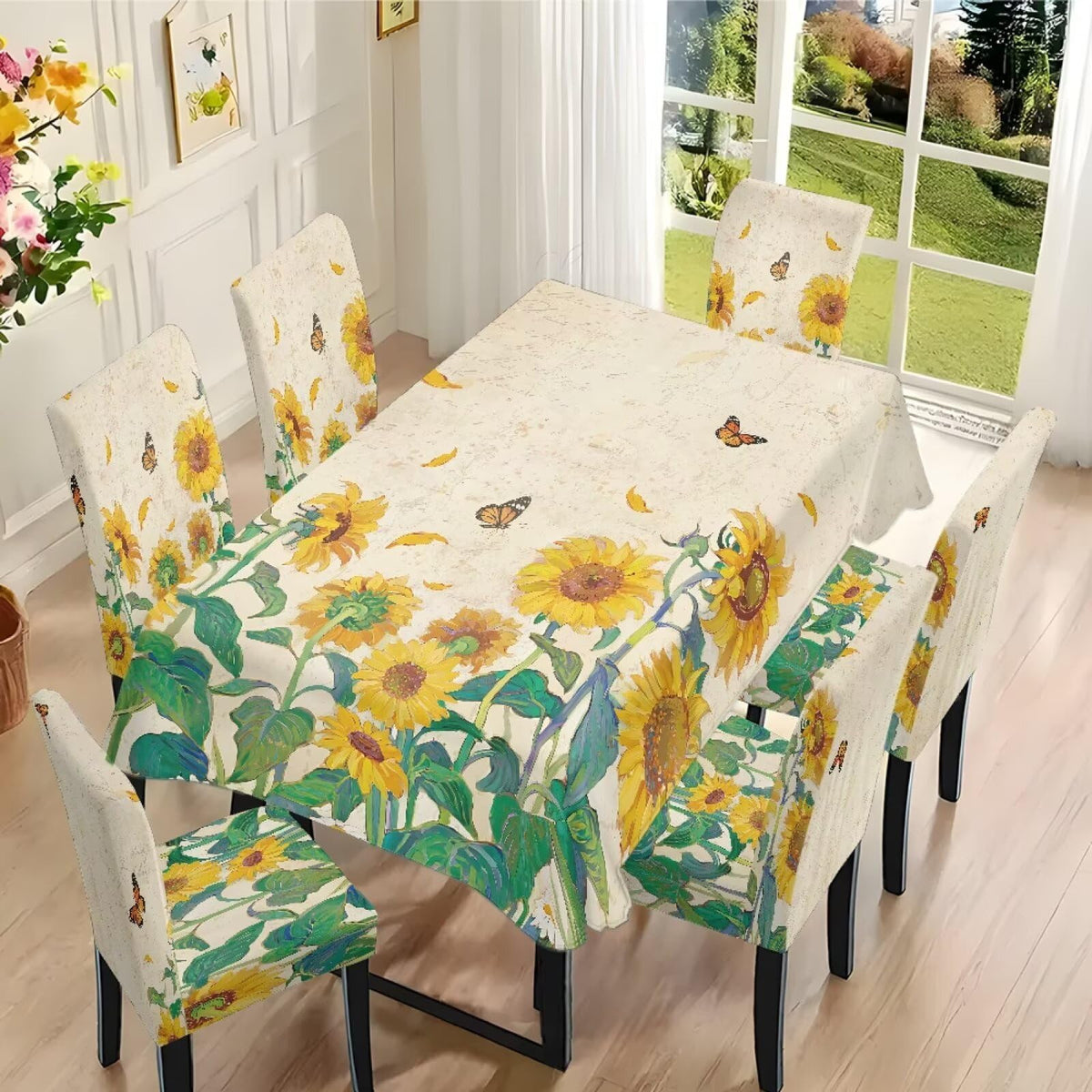 ZDCUSTOM Vintage Table and Chair Covers for Parties Stylish Dining Chairs Cover Washable Cozy Tablecloths Rectangular for Home Party Weeding