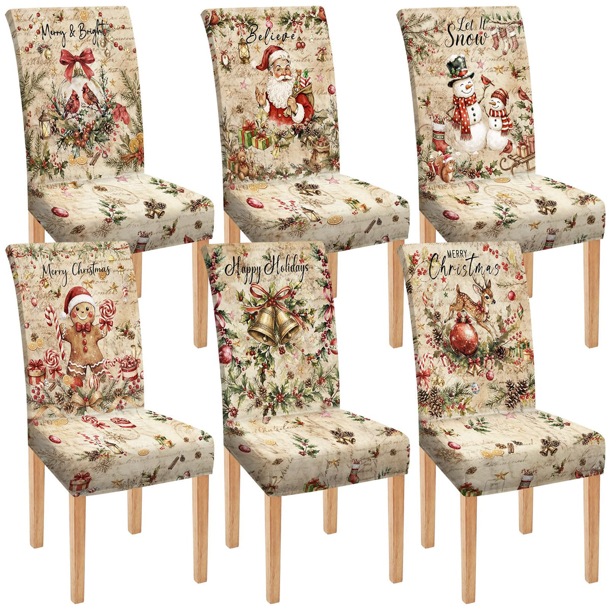 Moukeren 6 Pcs Halloween Chair Covers Scary Dining Chair Slipcovers