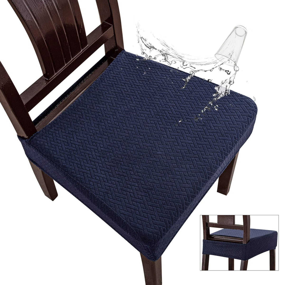Genina Waterproof Seat Covers for Dining Room Chairs, Rear Covered