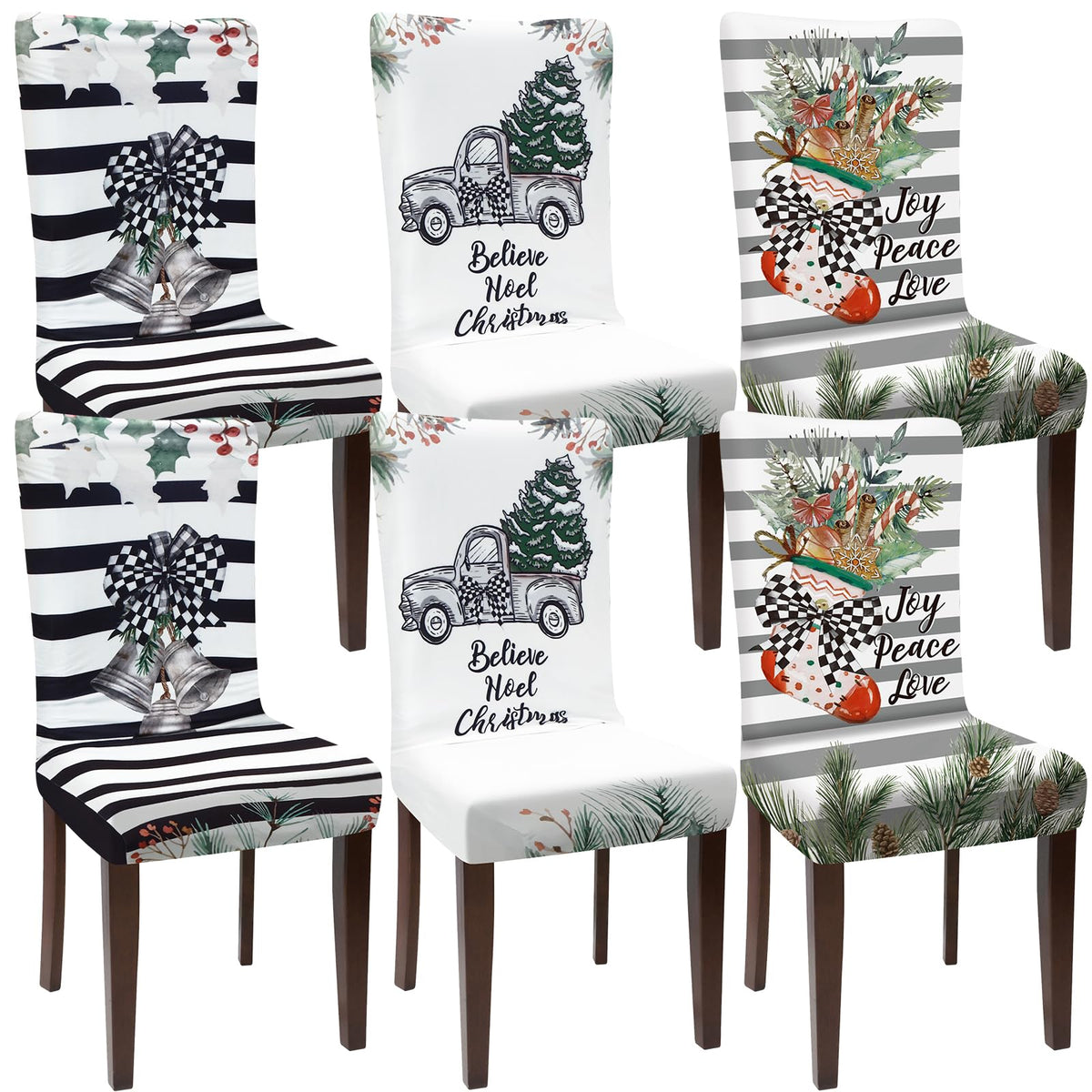 Preboun 6 Pcs Fall Chair Covers Pumpkin Dining Chair Slipcover Thanksgiving