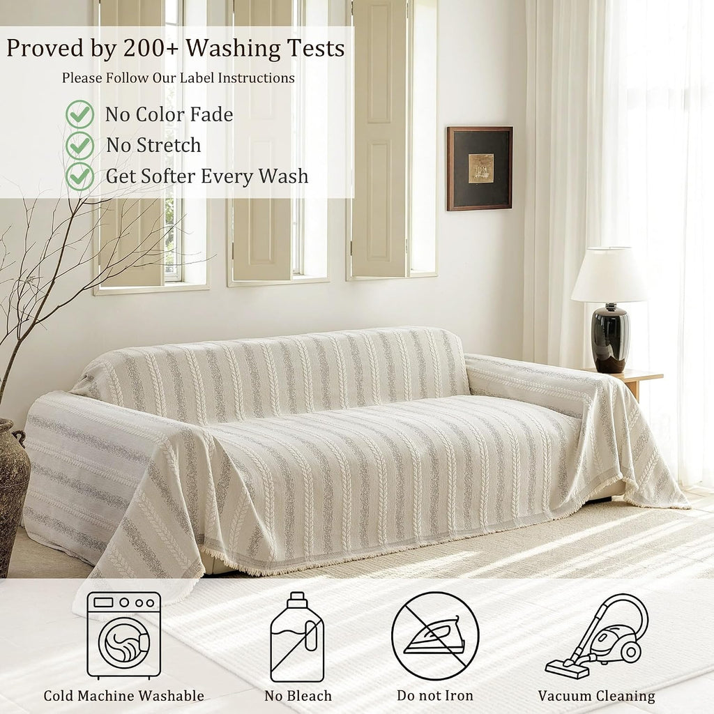VOIR Waterproof Couch Covers for Dogs Washable, Boho Stripe Sofa Cover