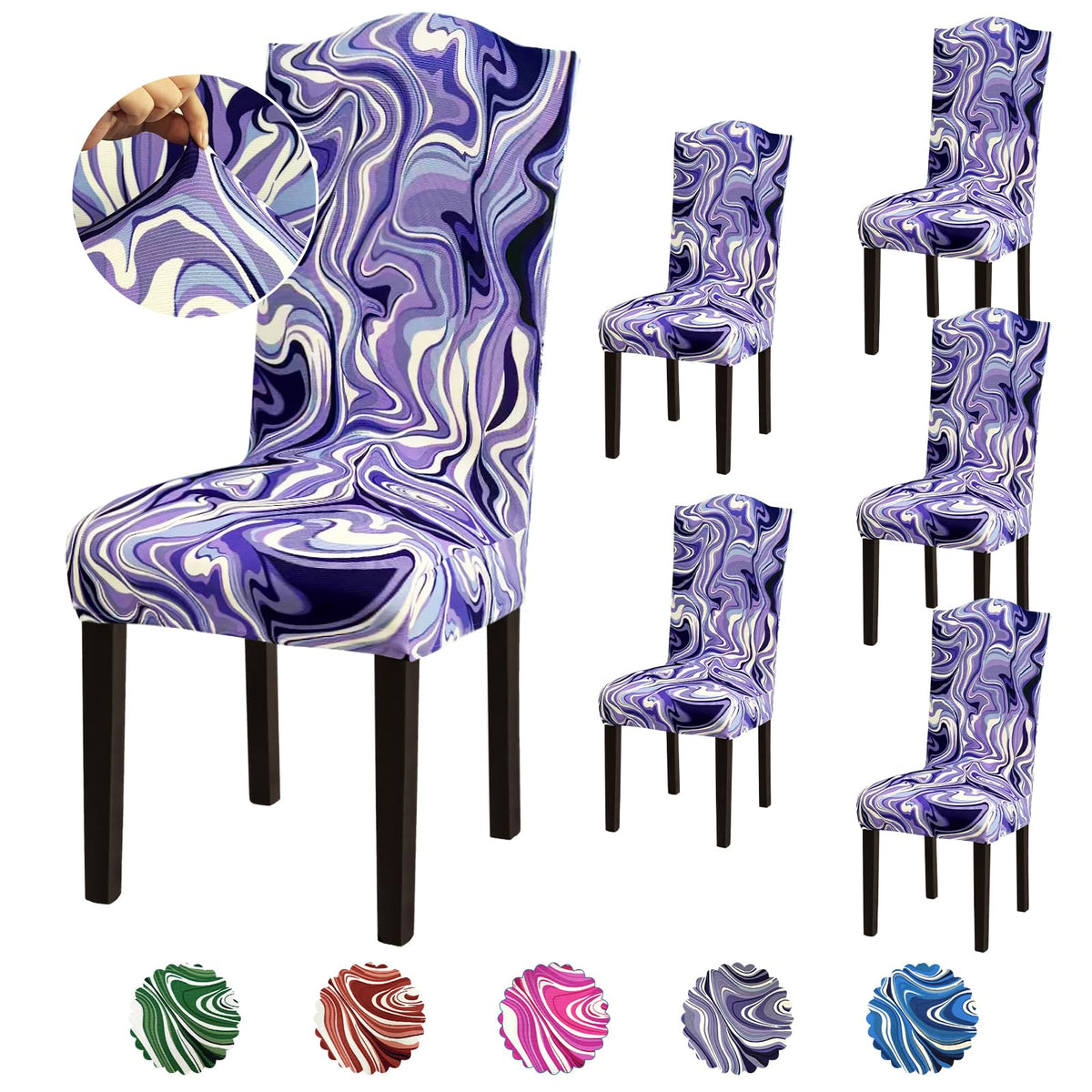 Stretch Dining Room Chair Covers Set of 6, Removable Washable Chair Covers for Dining Chairs,Dining Room, Hotel, Ceremony