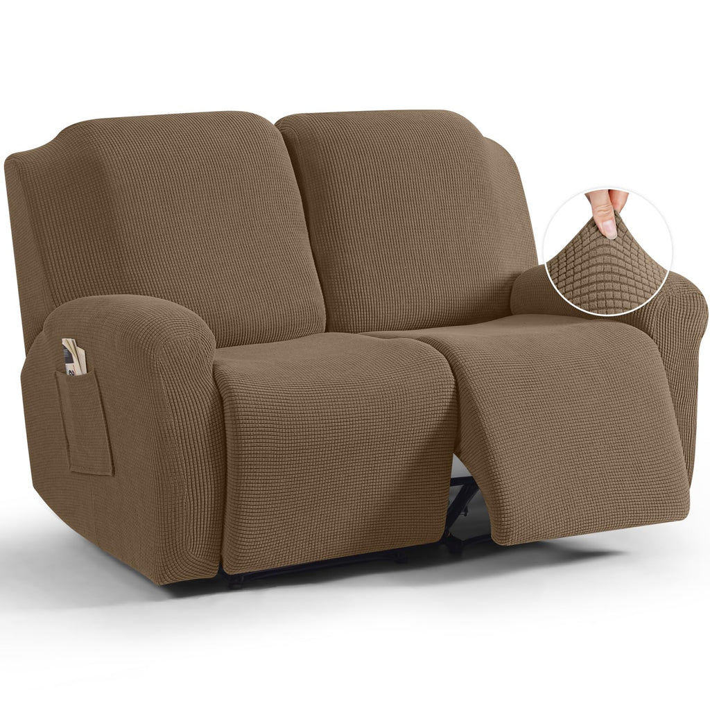 TAOCOCO Stretch Loveseat Recliner Covers 6 Piece, Charcoal Grey