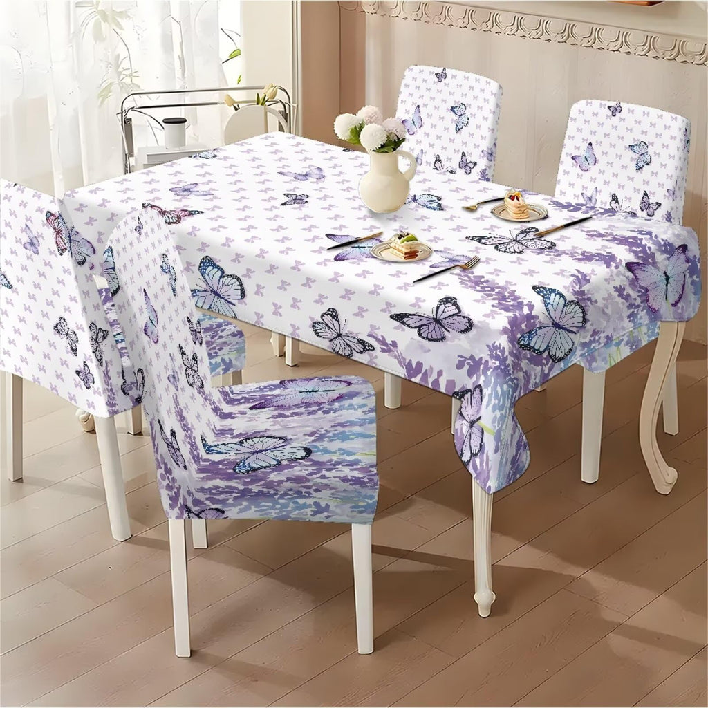 ZDCUSTOM St Patricks Day Table Cloth and Chair Cover Set of 4 Light Green Tablecloths Rectangular Clover Chair Covers for Dining Chairs Stain Resistant Decoration