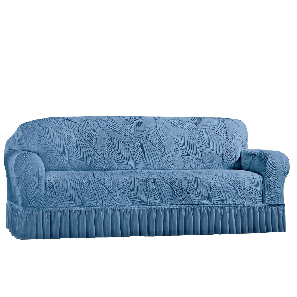Collections Etc Textured Leaf Design Ruffled Skirt Slipcover