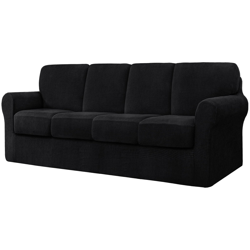 CHUN YI 5 Piece Stretch Couch Covers for Sofa, Loveseat, Grey