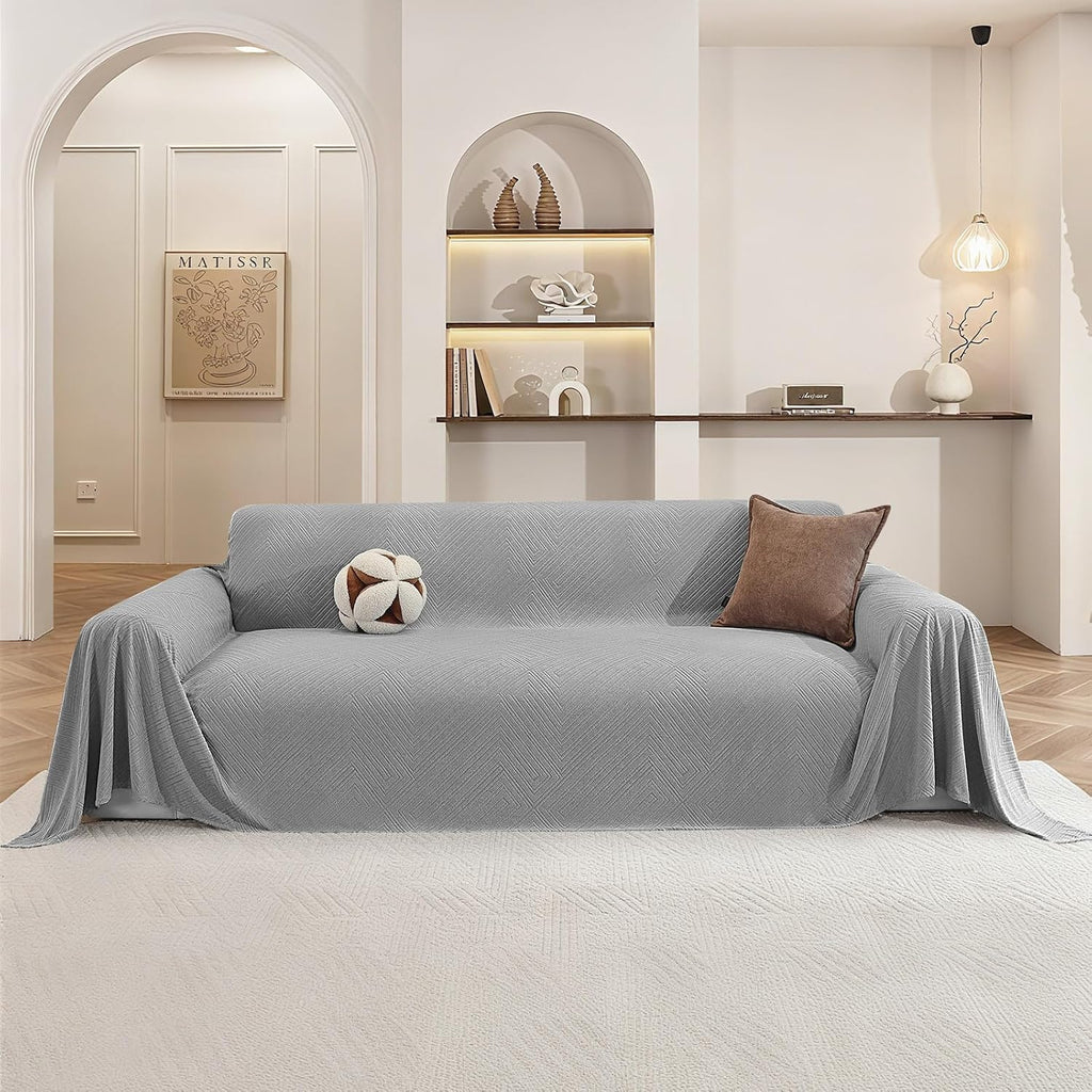 Couch Cover for Dogs, Loveseat 2 Cushion Sofa Cover, Light Grey