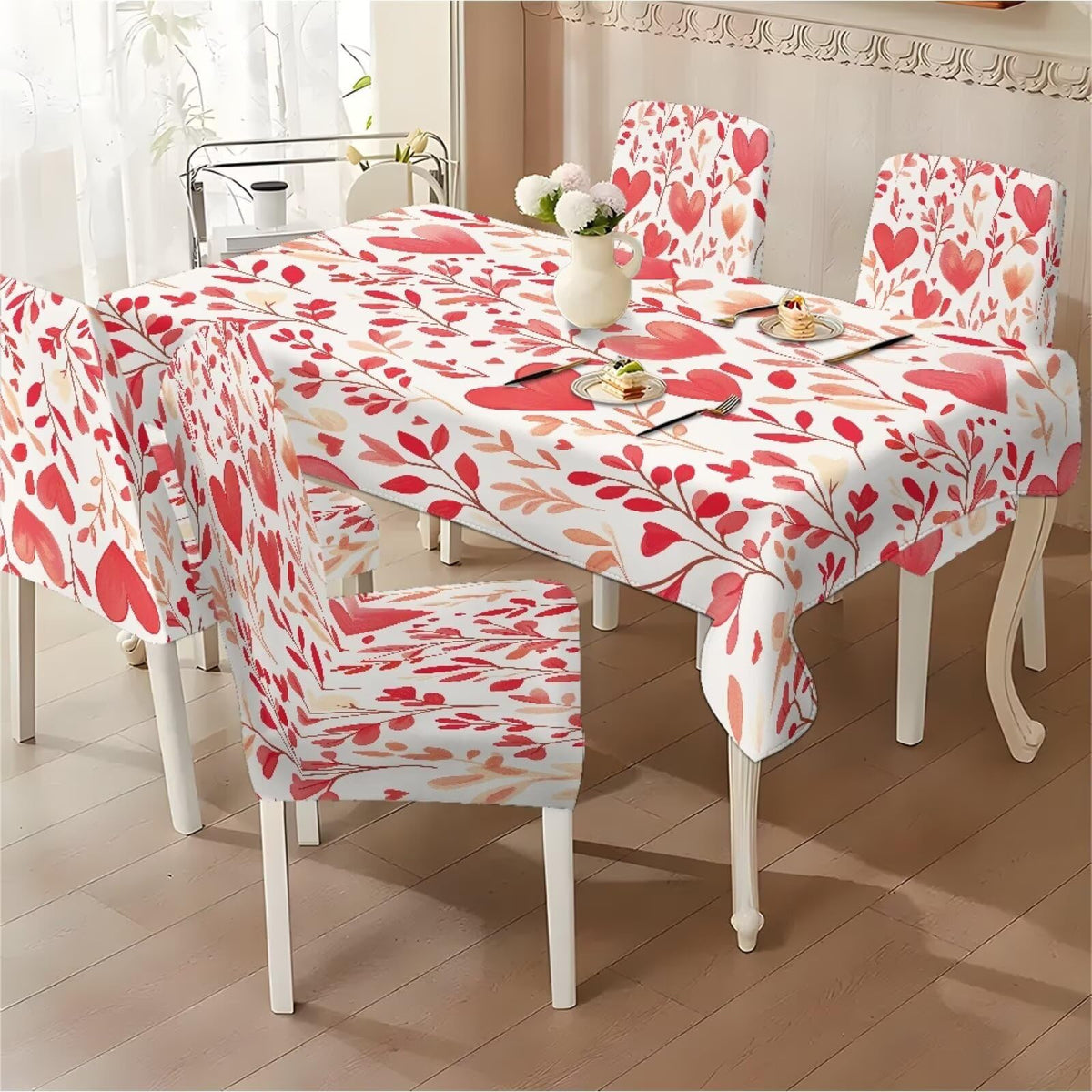 ZDCUSTOM Vintage Table and Chair Covers for Parties Stylish Dining Chairs Cover Washable Cozy Tablecloths Rectangular for Home Party Weeding