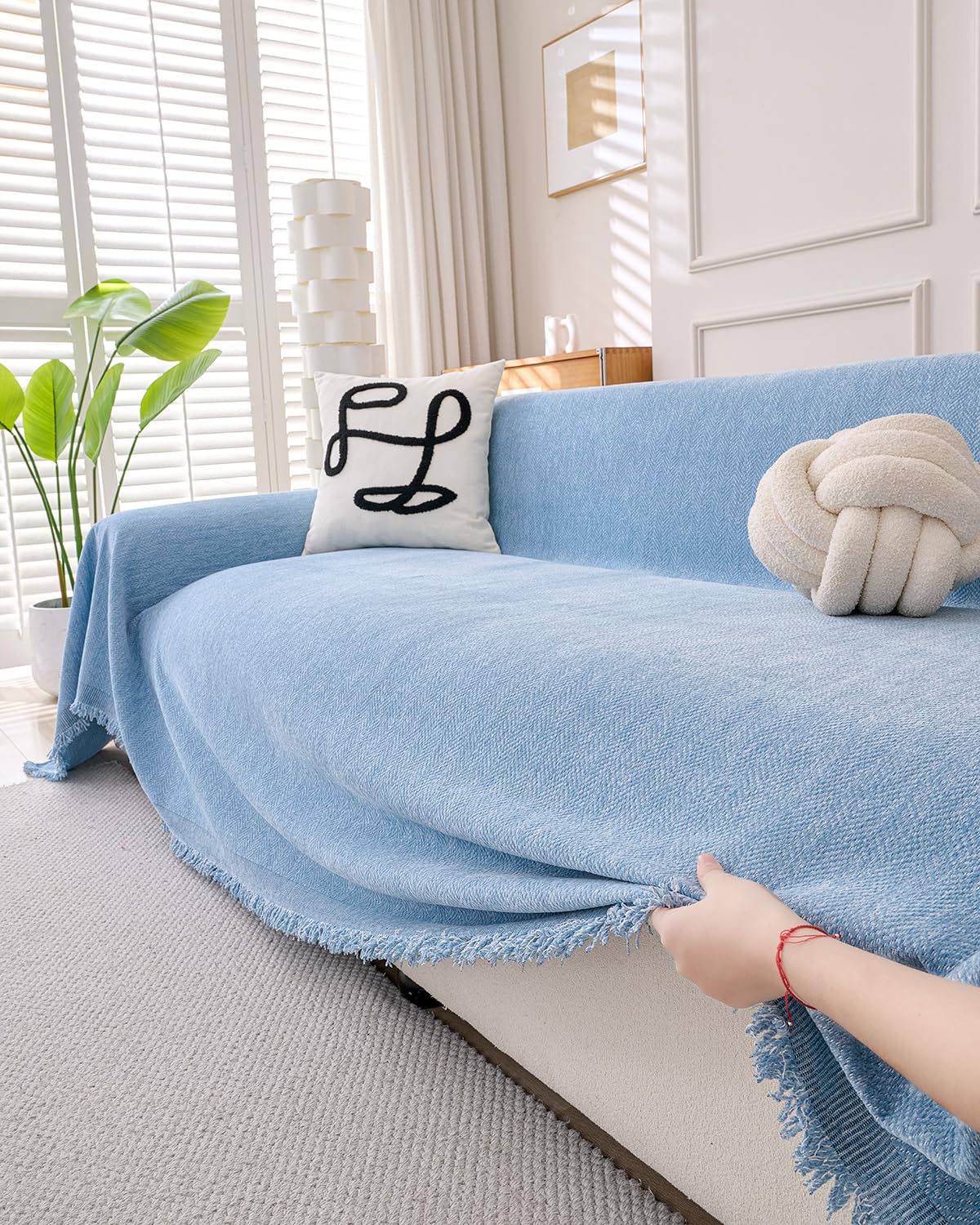 Erke Loveseat Cover Sheet Blanket, Machine Washable Non Slip Chenille Cushion Slipcover for Pets, 2-Seater Love seat Sofa Bed Chair Slip Covers Furniture Decor Protector